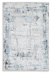Prime Furniture - Ashley Furniture - Emertonly Rug - 5' x 7' Washable Rug / Blue/White/Gray - R406982